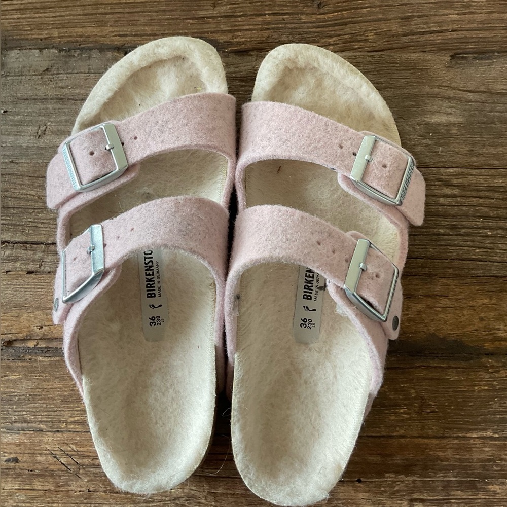 Birkenstock Arizona Felted Wool Sandals Pink